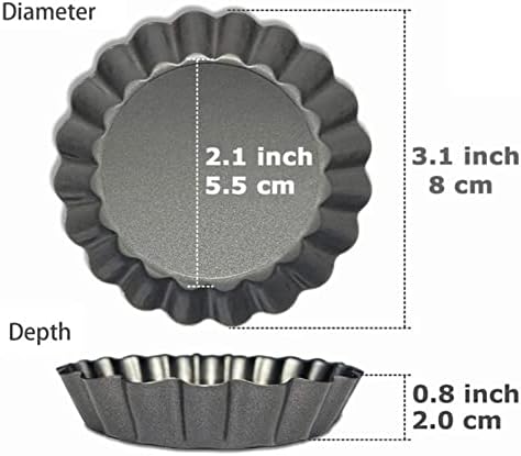 6PCS Removable Bottom Tart Pan Set, Carbon Steel, Non Stick Coating