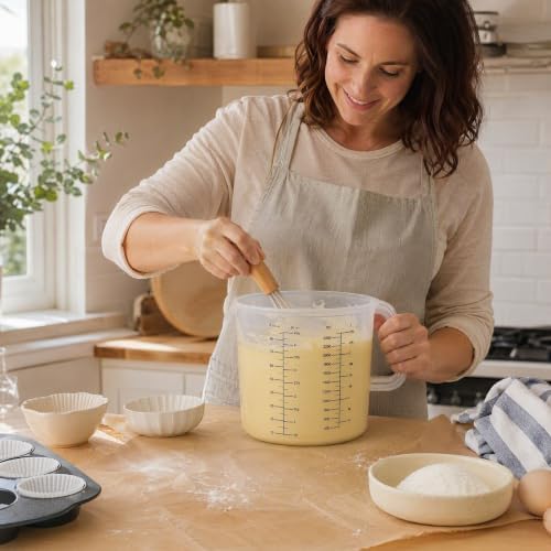 Measuring Plastic Mixing Bowl with Lid and Handle for Baking