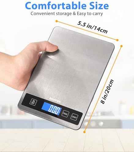 Food Scale, 33lb Rechargeable Kitchen Scale, 1g Precision, Black