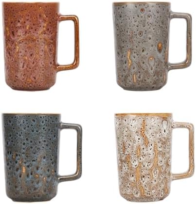 QUTREY Coffee Mugs Set of 4, Large Ceramic Coffee Mugs with Handle