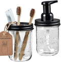 SheeChung Mason Jar Foaming Soap Dispenser and Toothbrush Holder Set