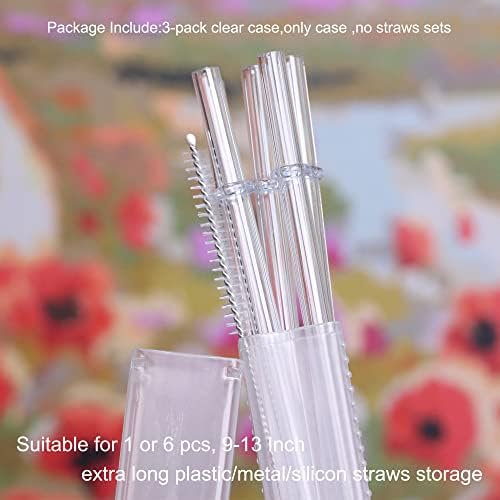 Dakoufish Plastic Straw Carrying Case,3 Packs Reusable Collapsible Box