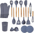 OVENTE Silicone Cooking Utensils Set, 17-Piece, Grey