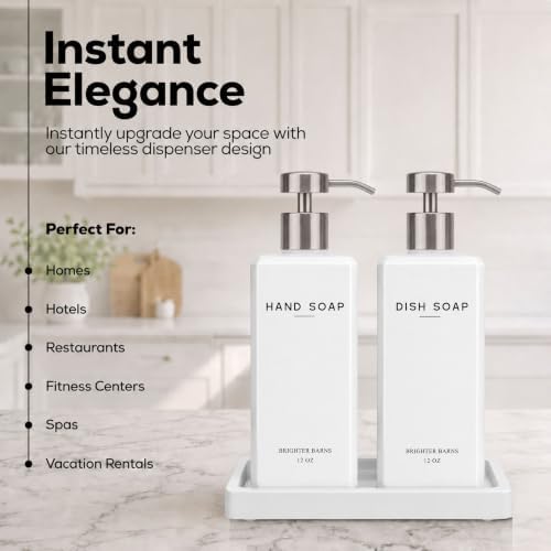 Brighter Barns White Glass Soap Dispenser Set, 12oz