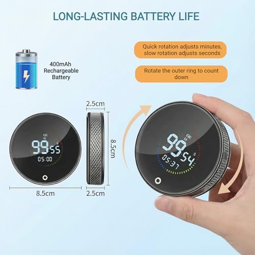 Magnetic Kitchen Timer, USB Rechargeable