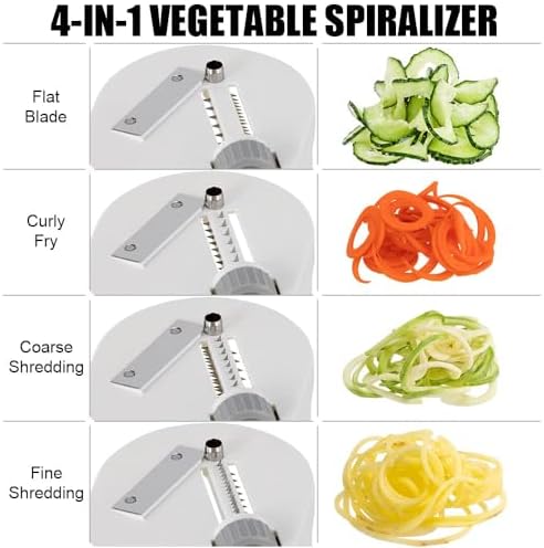 Badelite 4-IN-1 Rotating Blade Vegetable Spiralizer, White