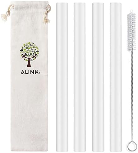 ALINK Reusable Silicone Boba Tea Straws, Pack of 8 with Brush and Case