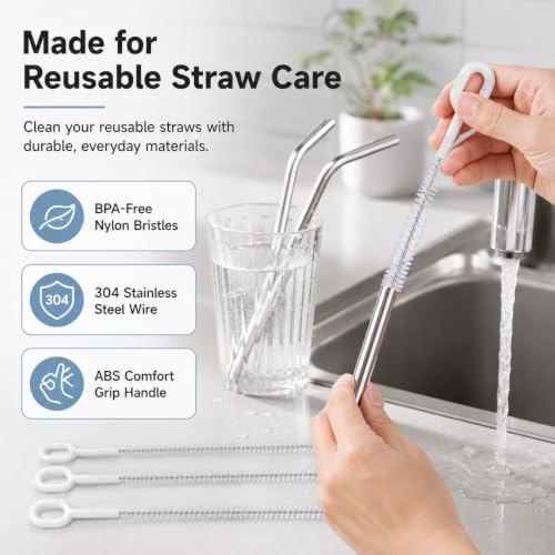 Heavy-Duty Straw Cleaner Brush Set, 10 Inch, 4 Sizes for Tumbler