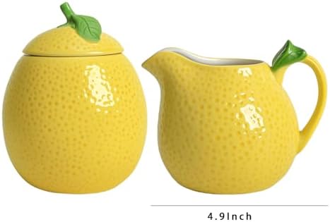 CHOOLD Ceramic Lemon Shape Creamer and Sugar Bowl Set, Cream Pitcher