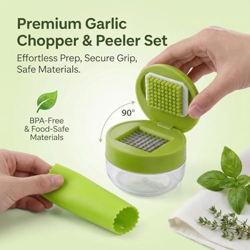 2 Sets, 3-in-1 Stainless Steel Garlic Press and Mincer