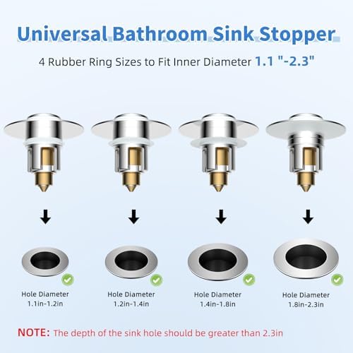2-Pack Universal Metal Bathroom Sink Stopper Strainer, Hair Catcher