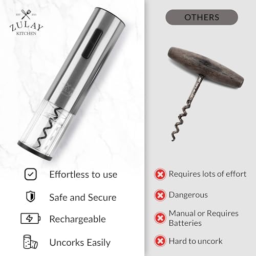Zulay Kitchen Rechargeable Electric Wine Opener Set with Storage Base