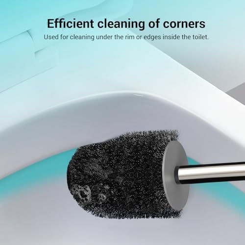 Toilet Brush and Holder Set, 2 Pack, White & Gray