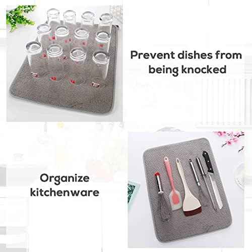 2 Pack Microfiber Dish Drying Mat,Absorbent Dish Drainer Kitchen