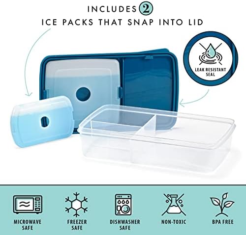Fit & Fresh Bento Box Adult and Kids Lunch Box Container, Includes 2