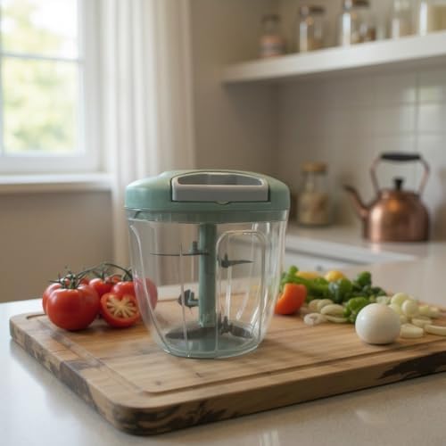 Manual Food Processor Vegetable Chopper, Portable Hand Pull String