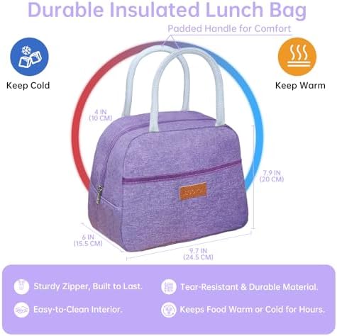 JBGOYON Bento Box and Lunch Bag Set, Purple