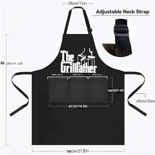 Funny Aprons For Men,Black Apron With Pockets Mens,Perfect For Kitchen