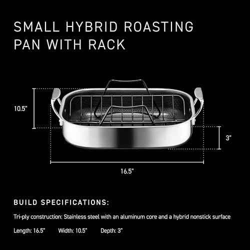 HexClad Hybrid 14 x 10 Inch Rectangular Nonstick Roasting Pan with Rack