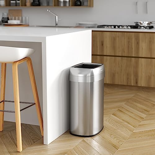 iTouchless 13 Gallon Stainless Steel Open Top Trash Can