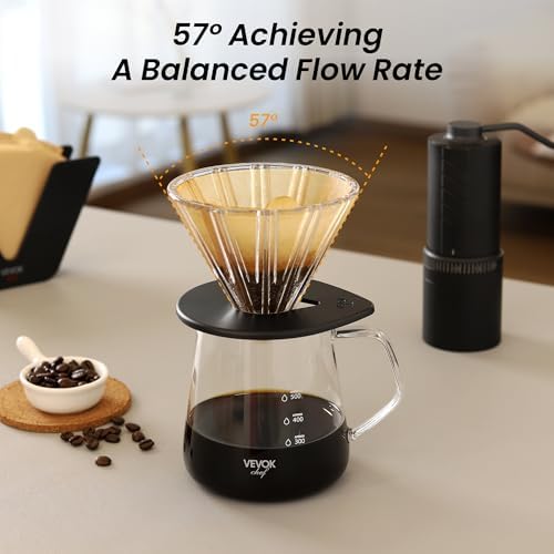 VEVOK CHEF Pour Over Coffee Maker Set, 20 Oz Borosilicate Glass Server