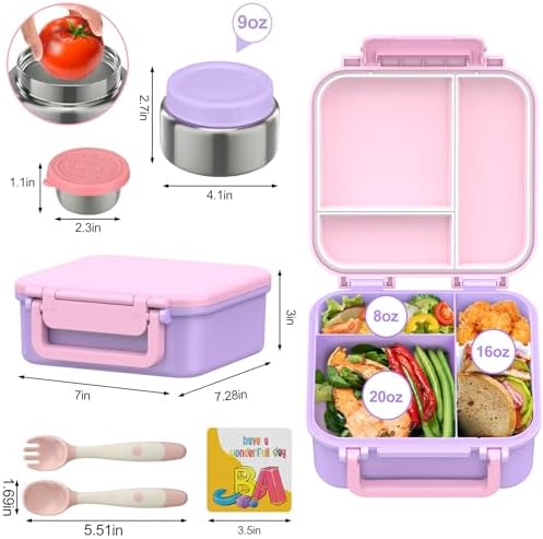 Kids Bento Lunch Box with 9oz Soup Thermo Leakproof Lunch Food