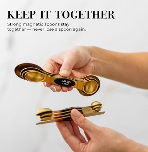 Styled Settings Magnetic Measuring Spoons Set, Gold