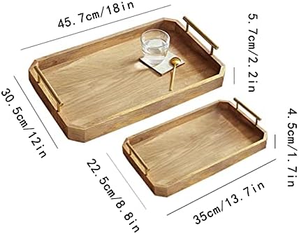 Breakfast Tray Rustic Wood Serving Tray with Metal Handles Wooden