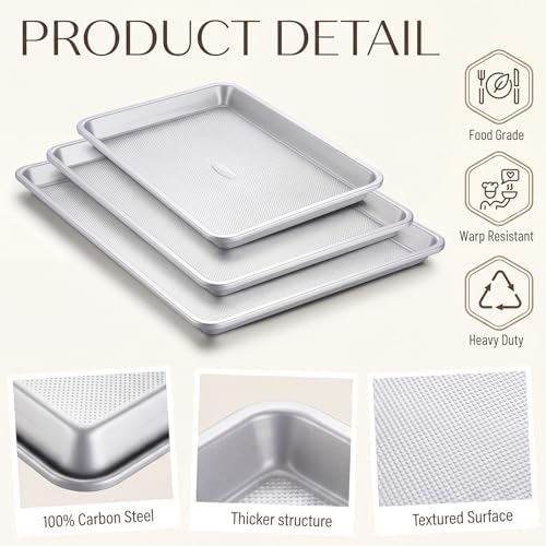Roshtia 6 Packs Carbon Steel Nonstick Baking Pans Set, Cookie Sheets