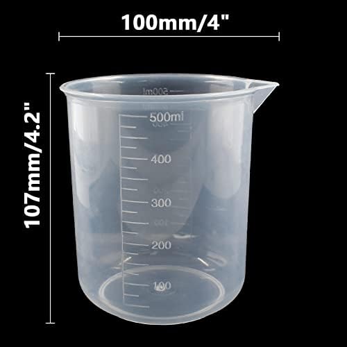 Waziaqoc 500ml/17.1oz Plastic Graduated Beaker, 3 Pack