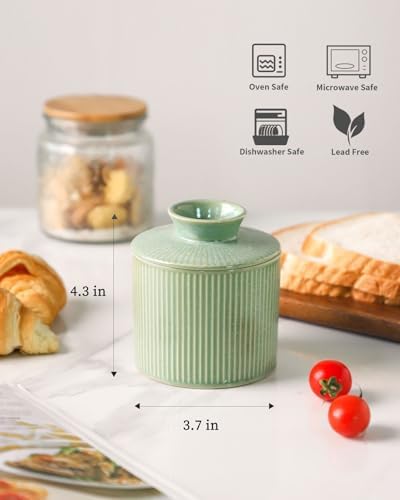 French Butter Dish with Lid for Countertop, Ceramic Butter Crock with