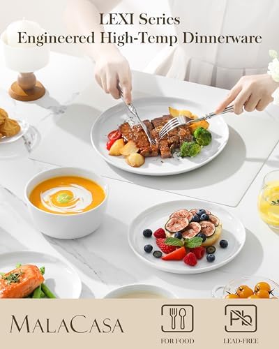 MALACASA 24-Piece Dinnerware Set for 8, White Porcelain Dishes