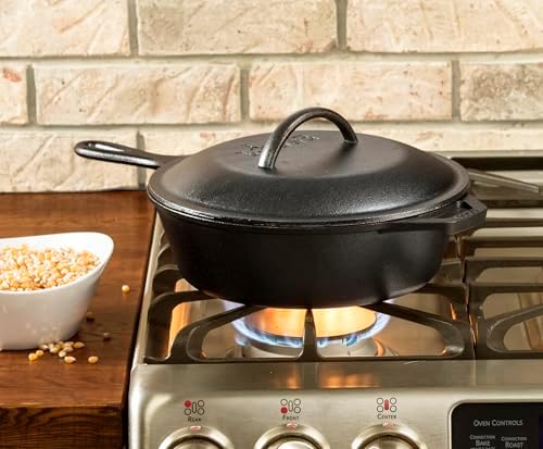 Lodge Pre-Seasoned Cast Iron Deep Skillet with Lid, 3 Quart