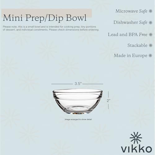 Vikko Small Glass Bowls,3.5 Inch Mise En Place Bowls, Set of 6 Glass