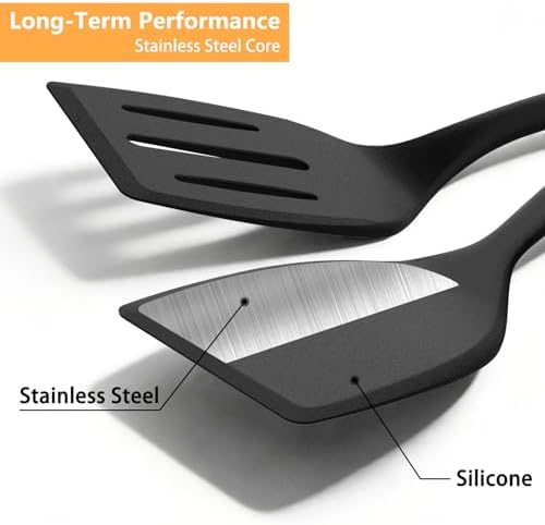 Silicone Spatula Turner Set, 600°F High Heat Resistant Spatulas for