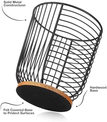 Keurig K Cup Holder, Black Wire with Wooden Base