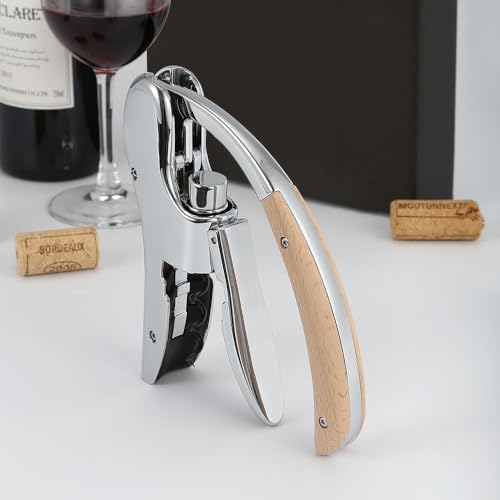 Rabbit Wine Opener with Wooden Handle & Foil Cutter