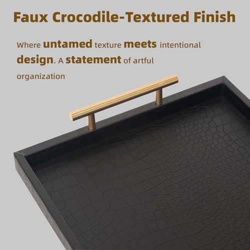 Set of 2 Modern Elegant Large Wood Serving Tray, Rectangle Decorative