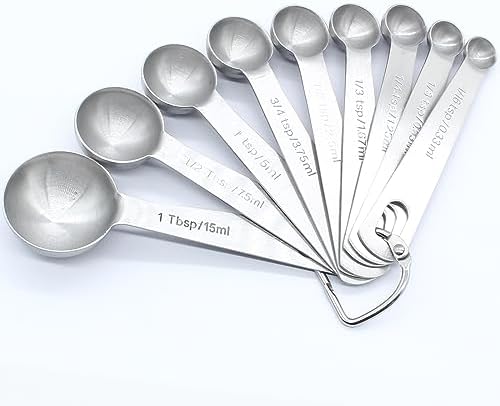 Luomorgo 9 Pcs/Set Measuring Spoons Set, Stainless Steel Tablespoons