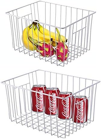 Upright Freezer Organizer Baskets, 6 Pcs, White