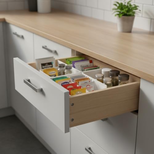 Spice Rack Organizer with Dividers, Compact Drawer Insert for