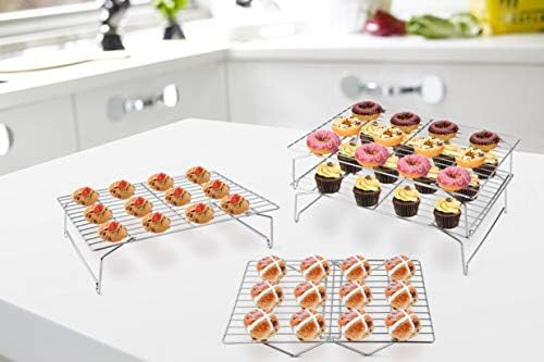 P&P CHEF 4-Tier Cooling Rack Set, Stainless Steel Stackable 15" x 10"