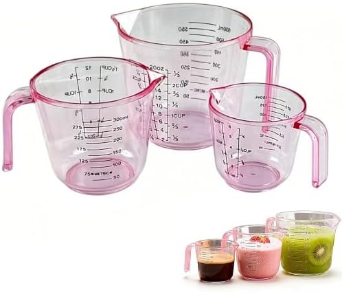 Pink Measuring Cups Set - 3pc 150ml/300ml/600ml