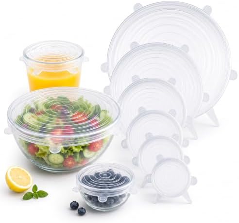 ABABIL Silicone Stretch Lids, 6 Pack