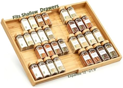 Bamboo Spice Drawer Organizer Expandable