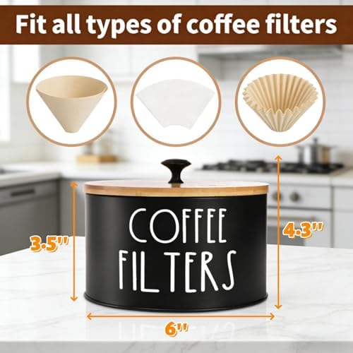 Coffee Filter Holder with Lid, Metal Filter Storage Container