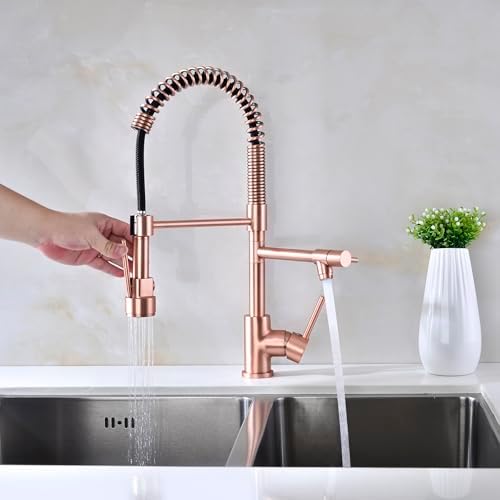 Avola Copper Kitchen Faucet with Pull-Down Sprayer, Rose Gold