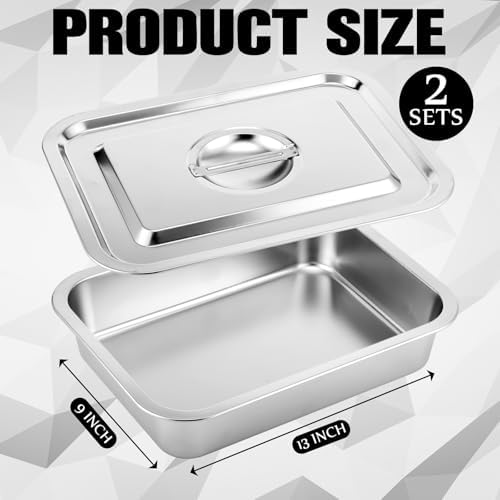 Funnymoom 2 Set Baking Pan with Lids, Stainless Steel