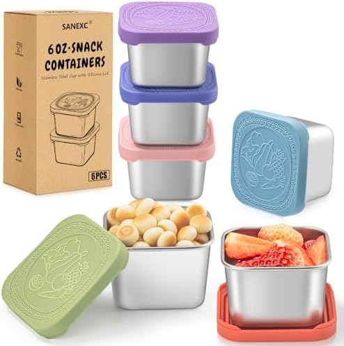 6 Oz Snack Containers with Lids for Kids - 6 Pack Lunch Box