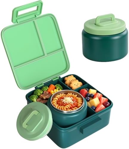 Bento Lunch Box for Kids with 8oz Thermo Containers for School,Camping